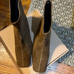 Lattelier-Suede stitching boots, Sz 10, Brown